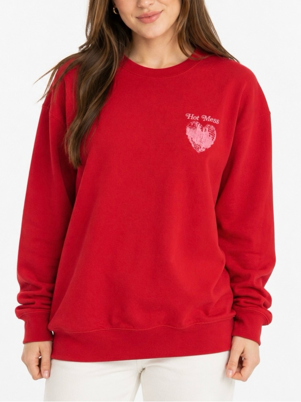 Hot Mess With Alix Earle Red Graphic Crewneck Sweatshirt M